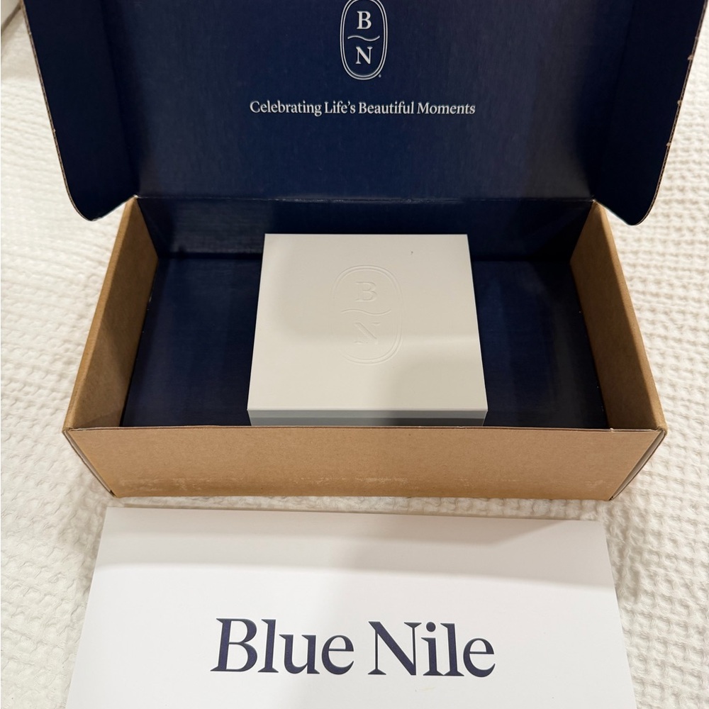 Blue Nile 6mm cushion white topaz halo pendant - Picture 4 of 6